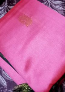 Elegant Pink Silk Saree with Gold Border