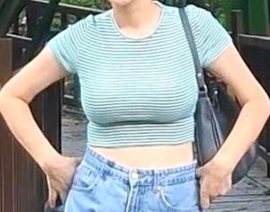 Green striped crop top