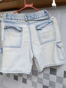 Acid Wash Denim Cargo Shorts