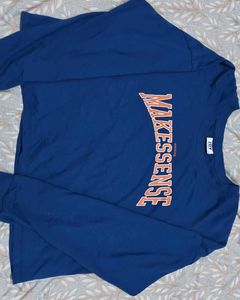 Blue Graphic Print Long Sleeve Top