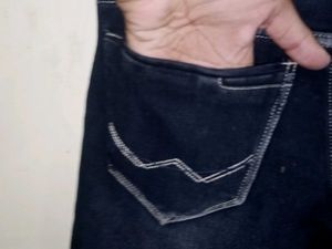 Dark Wash Jeans with White Stitching