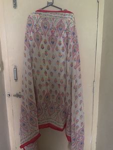 Farshi White Printed Kurta with Pink B
