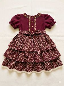 Maroon Floral Tiered Baby Dress