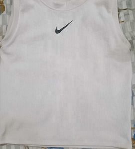 Nike White Ribbed Sleeveless Top