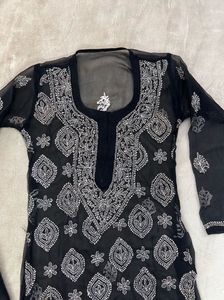 Black Chikankari Kurta Set