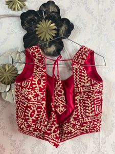 Red &amp; Cream Printed Lehenga Choli Set