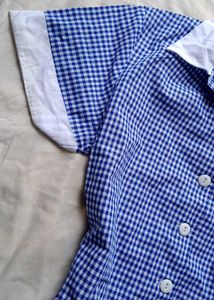 🧊Elodie Royal Blue Gingham Shirt Dress