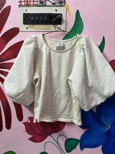 Stylish white Puff Sleeve Top