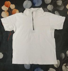 Striped Zip Neck Top