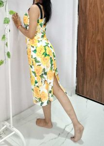 Beautiful Rose Print Strappy Dress