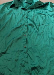 Satin Button-Up Shirt