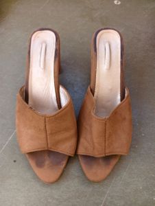 Women's Brown Suede Block Heels