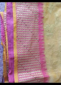 Elegant Yellow Saree with Pink Border