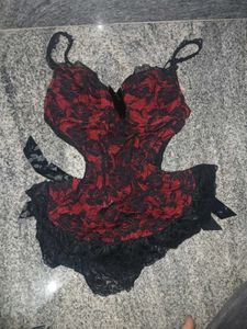 Gothic Red black babydoll top