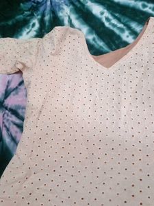 Elegant Pink Eyelet Blouse