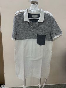 Men's Grey &amp; White Polo T-Shirt