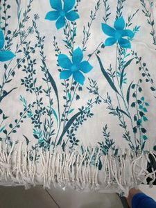 Floral Scarf with Fringe