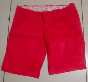 Red Cuffed Shorts