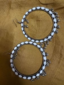Boho White Stone Hoop Earrings
