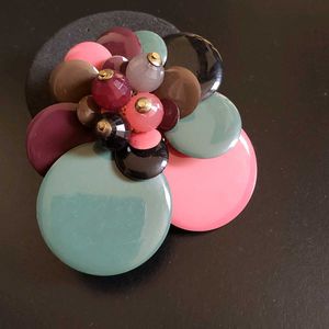 Vintage Colorful Button Brooch