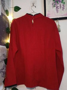 Red Mandarin Chinese Top with Black Accents