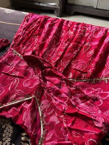 Vibrant Floral Print Saree with Sequins