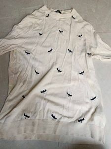 Ivory Sweater with Dragonfly Embroidery