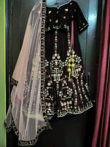 beautiful Coffee Brown velvet lehanga