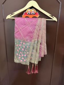 Olive Green And Pink Festive Suit