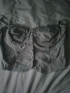 Chic Black Button-Up Corset Top