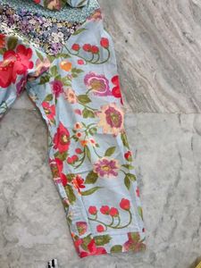 Light Blue Floral Print Kurta