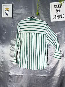 Barshika Green Striped Button-Up Shirt