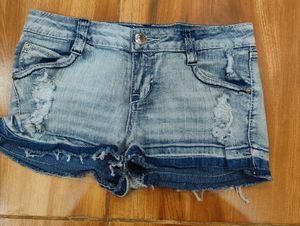 Distressed Studded Denim Shorts