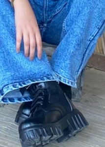 Black Chunky Sole Lace-Up Boots