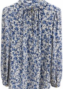 Floral Print Mock Neck Blouse