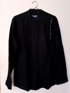 Black  Pakistani Neck Kurta Design Shirt (Men)