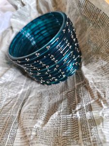 Beautiful 2.6 size Teal peacock green Bangles with