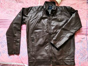 Men's Brown Faux Leather Jacket