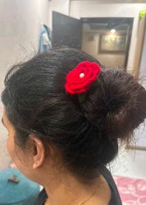 1 Handmade Crochet Rose bun pin