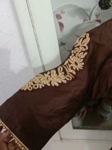 Elegant Brown Embroidered Gown