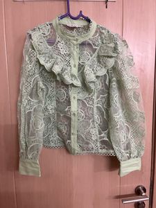 Elegant Lace Ruffled Blouse