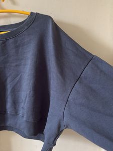 Oversized Blue Cropped Sweatshirt
