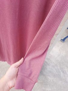 Ajio Ribbed Dusty Purple Pink Dress Women