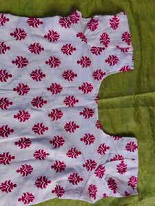 White &amp; Pink Block Print Blouse
