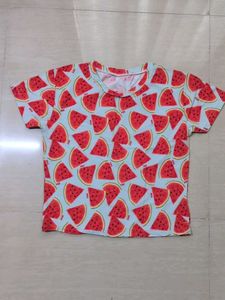 Beach Watermelon Print cropped T-Shirt