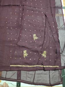 beutiful burgandy  embroidered handwork suit