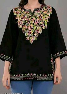 Black Embroidered Kurti Top