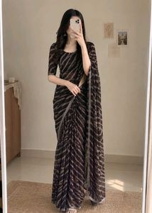 stripped georgette saree
