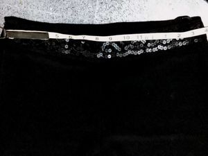 Elegant Black Pants with Sequined Waistband