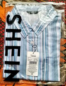 Shein Extended Sleeves Spread Collar Striped Shirt